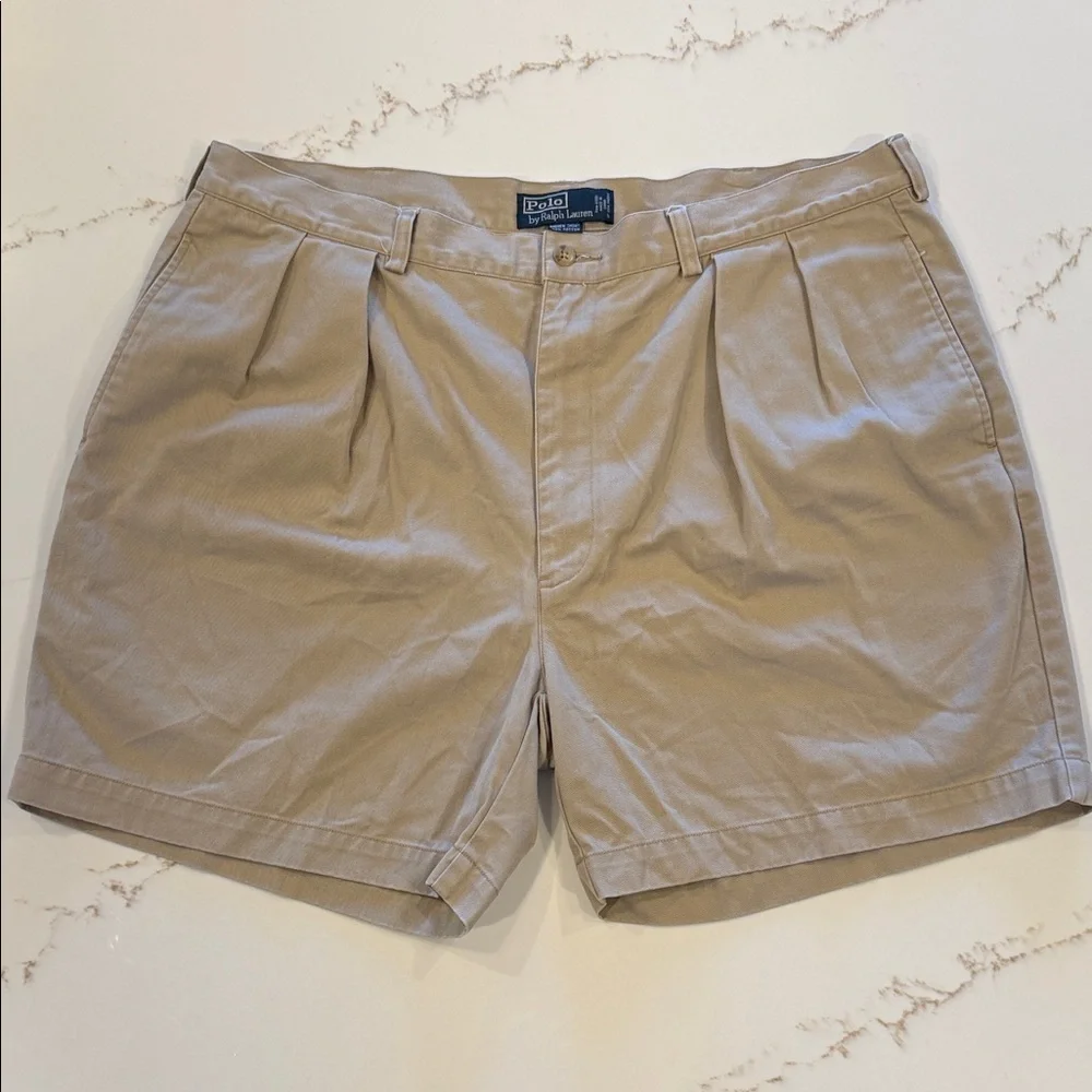 Polo by Ralph Lauren Men's Beige Flat Front Andrew Shorts Size 42